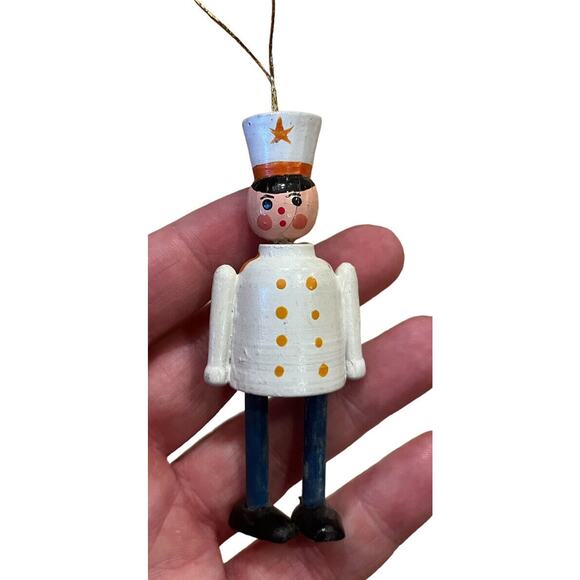 Set Of 4 VTG Wooden Ornaments Rocking Horse Angel Drummer Band Major Miniatures - Picture 8 of 9